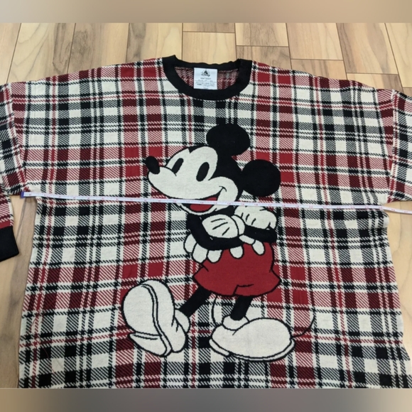 NWT! Disney World Holiday Plaid Mickey Spirit Jersey Sweater Red Black Size L - Picture 7 of 14